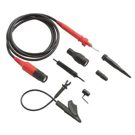 Red Fluke voltage probe with BNC connector, 1.2 m cable and accessories