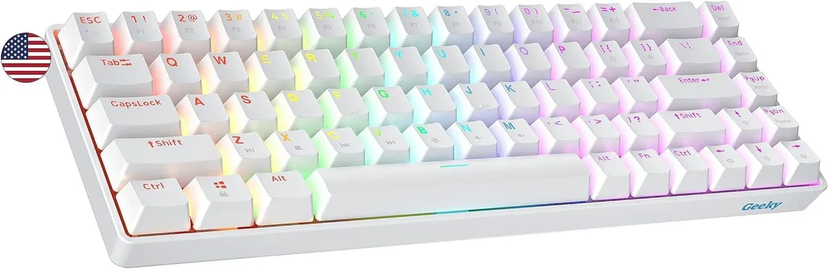 TUKO TUKO Geeky GK65 65% Hot-Swappable Mechanical Gaming Keyboard 68 Keys White Brown Switches — product photo