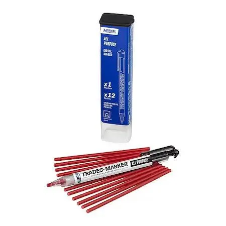 Red solid paint marker in plastic casing, 5-1/2 inches long, flat tip