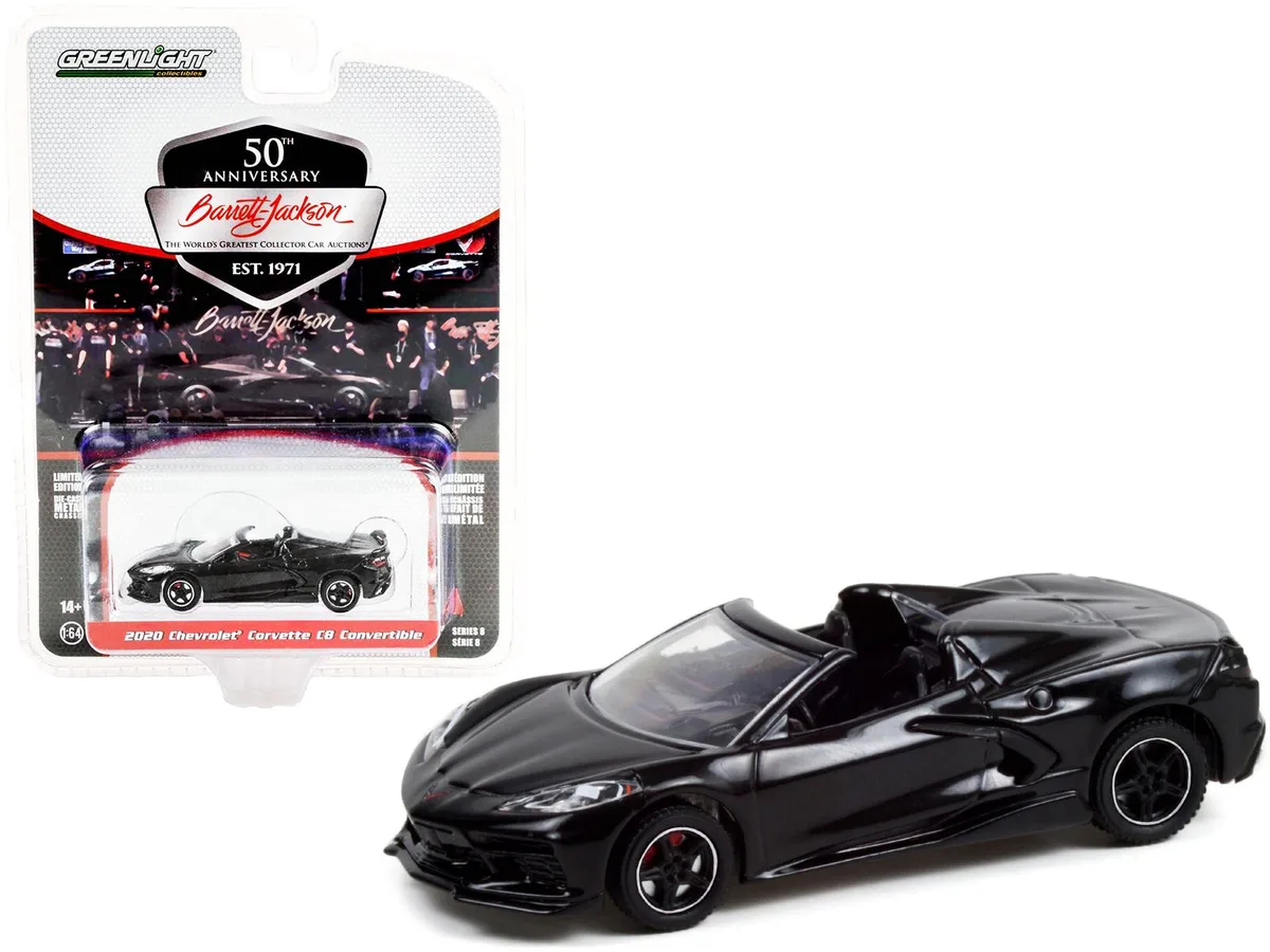GREENLIGHT GREENLIGHT 2020 Corvette C8 Stingray Convertible Black Lot #3003 Barrett Jackson 1/64 Diecast — product photo