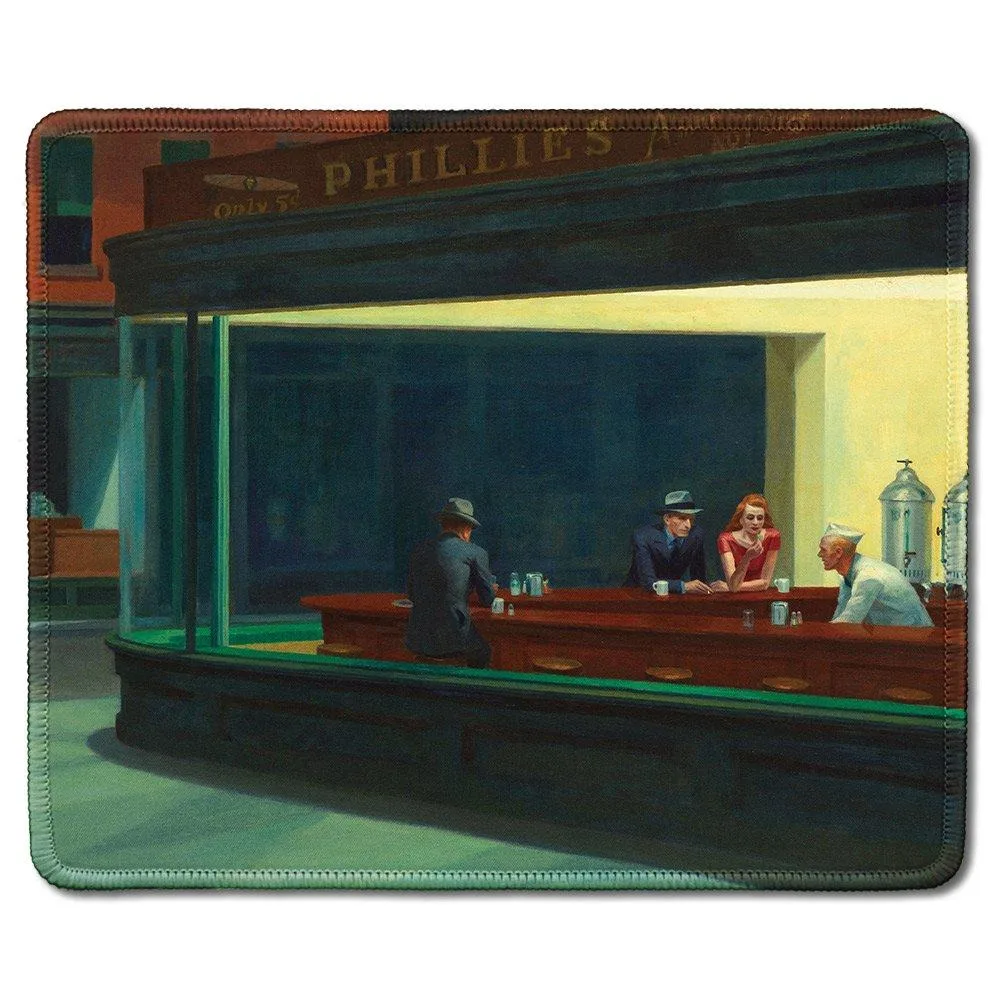  dealzEpic Art Mousepad Nighthawks Stitched Edges 9.5x7.9 inches — product photo
