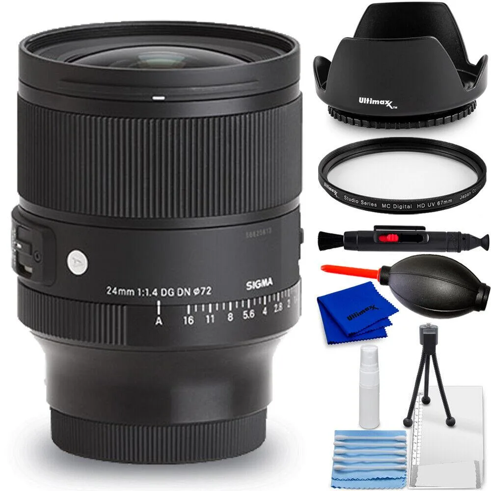 SIGMA SIGMA 24mm f/1.4 DG DN Art Lens for Sony E with 7PC Accessory Bundle — product photo