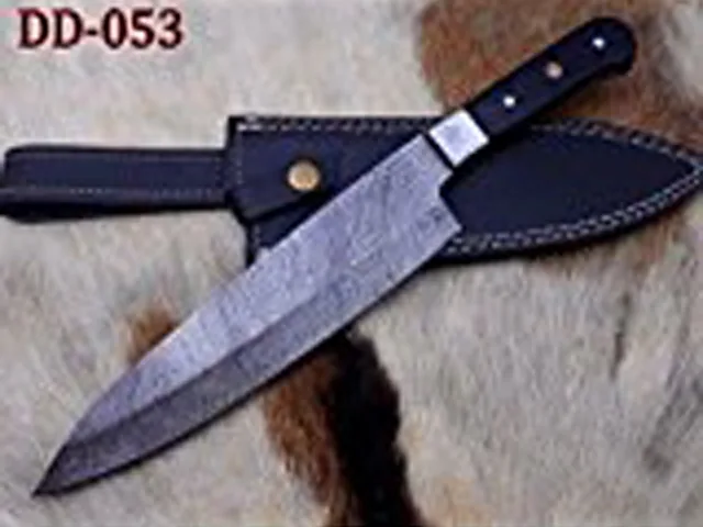 Damascus Depot Damascus Depot 13" Chef Knife 7.2" Edge Buffalo Horn Sheath — product photo