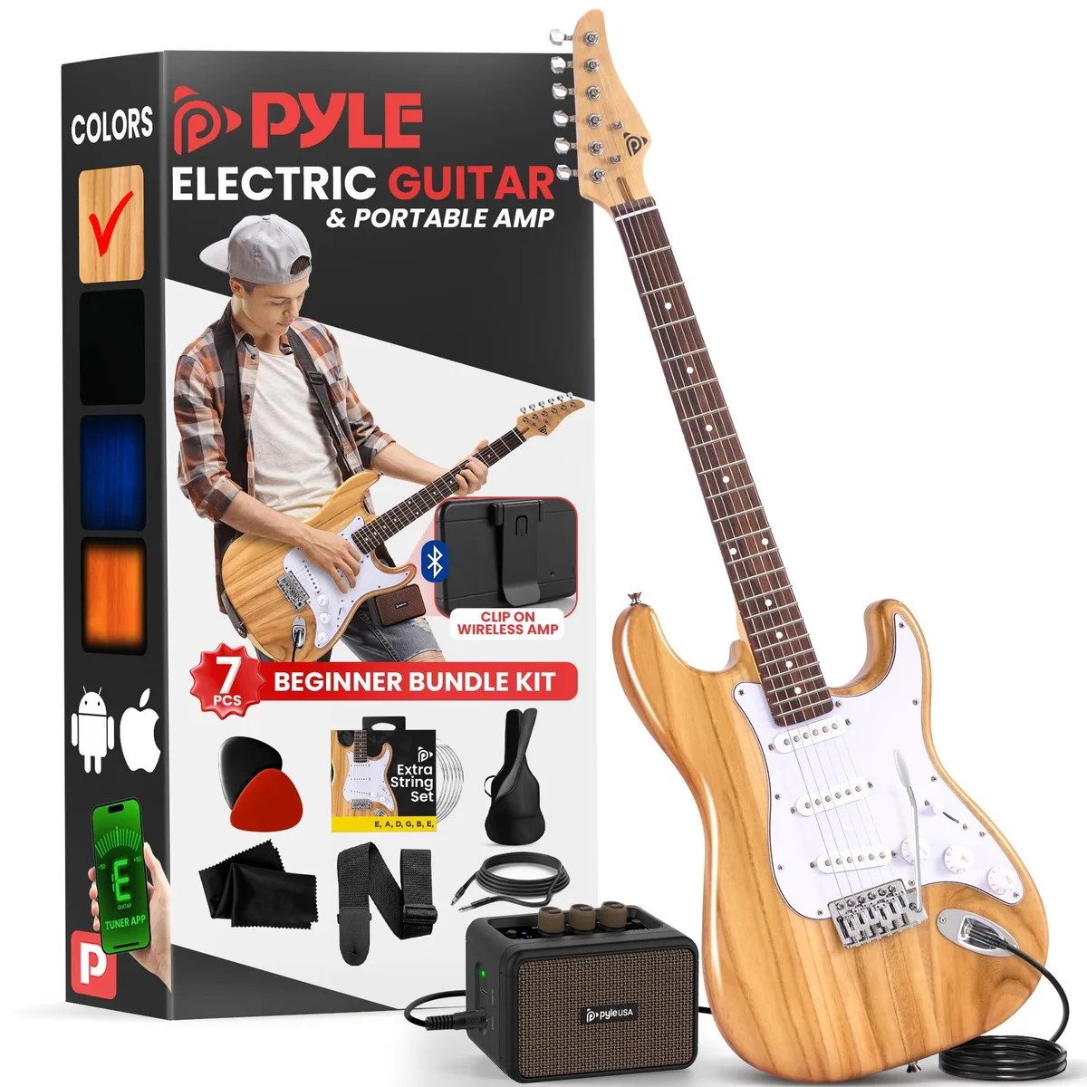 Pyle Pyle Full Size Electric Guitar Kit 22 Frets Natural marine electronic — product photo
