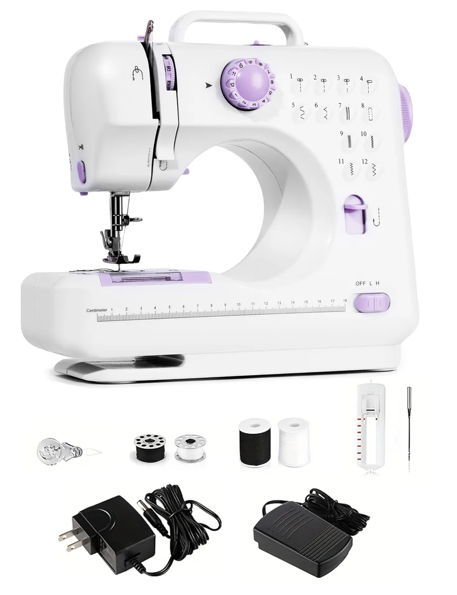  LOMOTIVE Mini Sewing Machine 12 Stitches Purple — product photo
