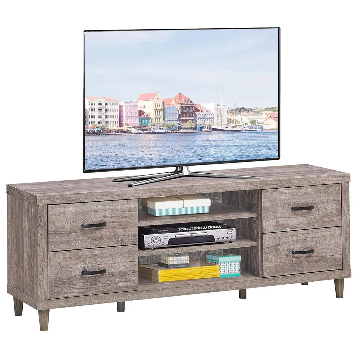Costway Costway TV Stand 65" Walnut 4 Drawers — product photo