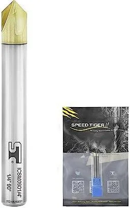 SPEED TIGER SPEED TIGER ICSM0901-4-ZrN-A 90 Degree Chamfer End Mill 1/4" Shank 2" OAL — product photo