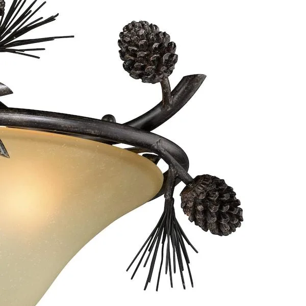 Vaxcel Sierra three-light semi-flush mount in black walnut finish