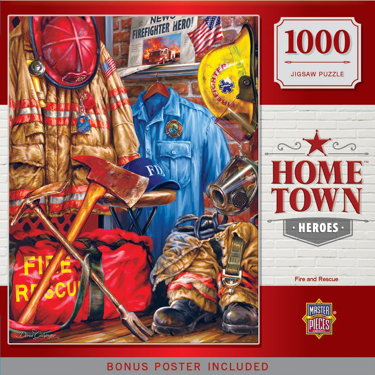 Masterpieces Puzzle Company Masterpieces Puzzle Company Hometown Heroes Fire and Rescue Uniforms and Gear 1000 Piece Jigsaw Puzzle — product photo