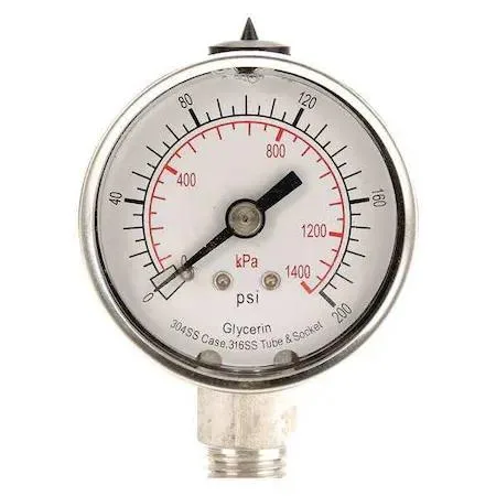Value Brand Value Brand 4CFG1 Commercial Pressure Gauge 0 to 200 psi 2 in Dial 1/4 in — product photo
