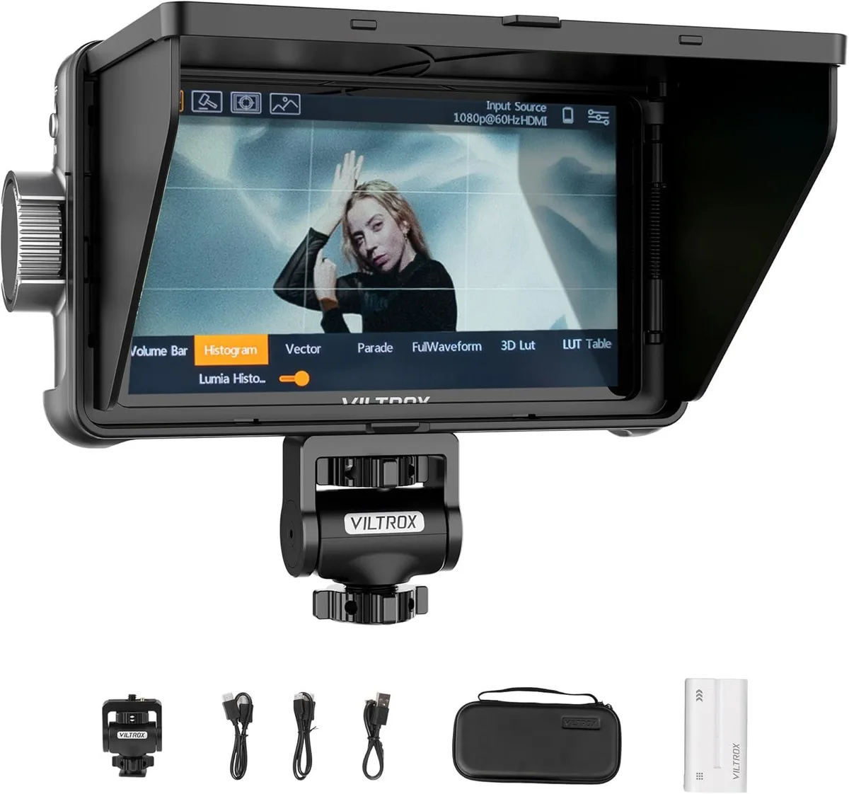 BFKK BFKK 5.5" 1200nit 4Kp30 HDMI Field Monitor Recorder with Sun Hood — product photo