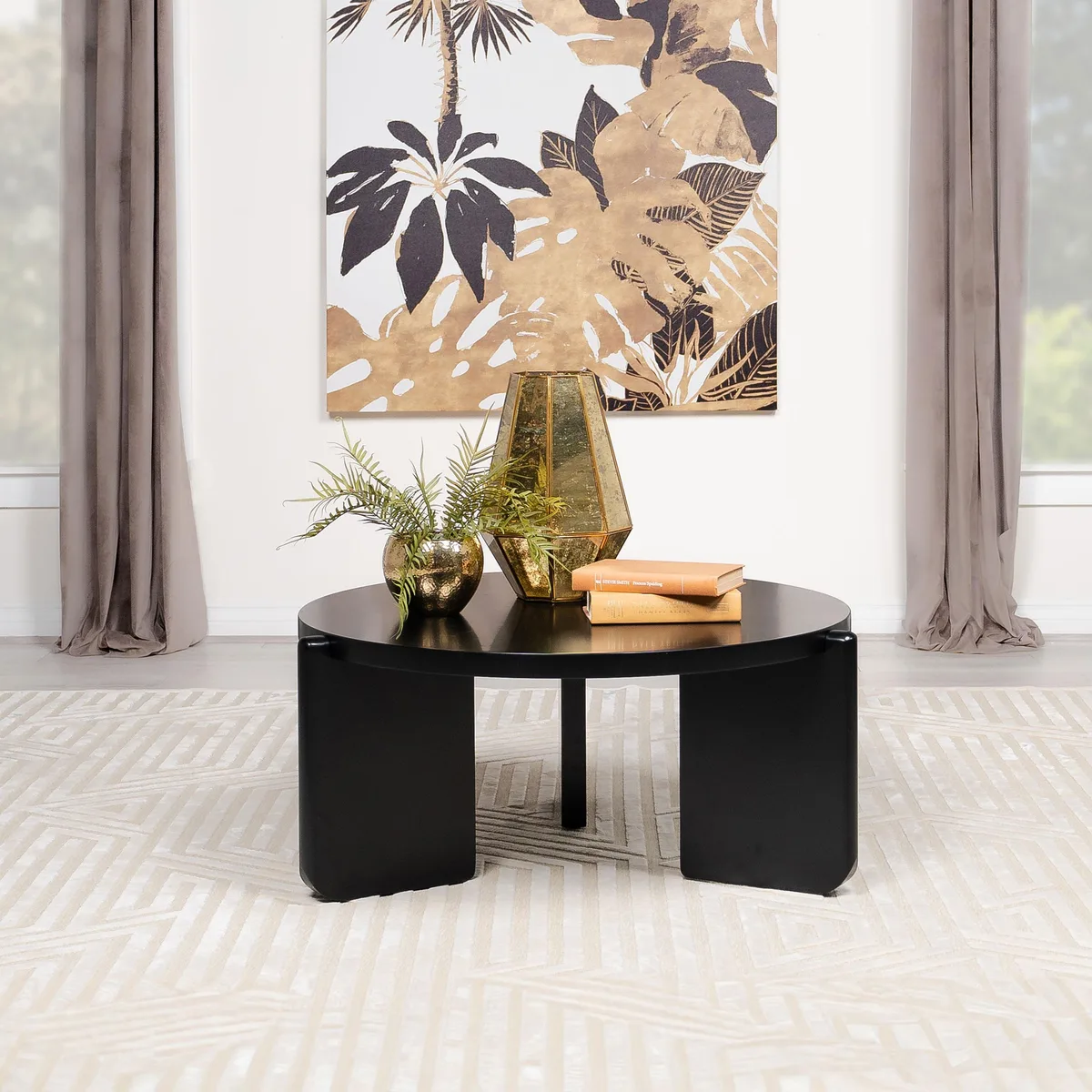 tuphen tuphen Harrison Black Round Solid Wood Coffee Table — product photo