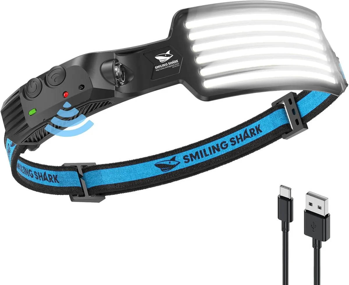 Granvela headlamp with wide curved lens and adjustable strap