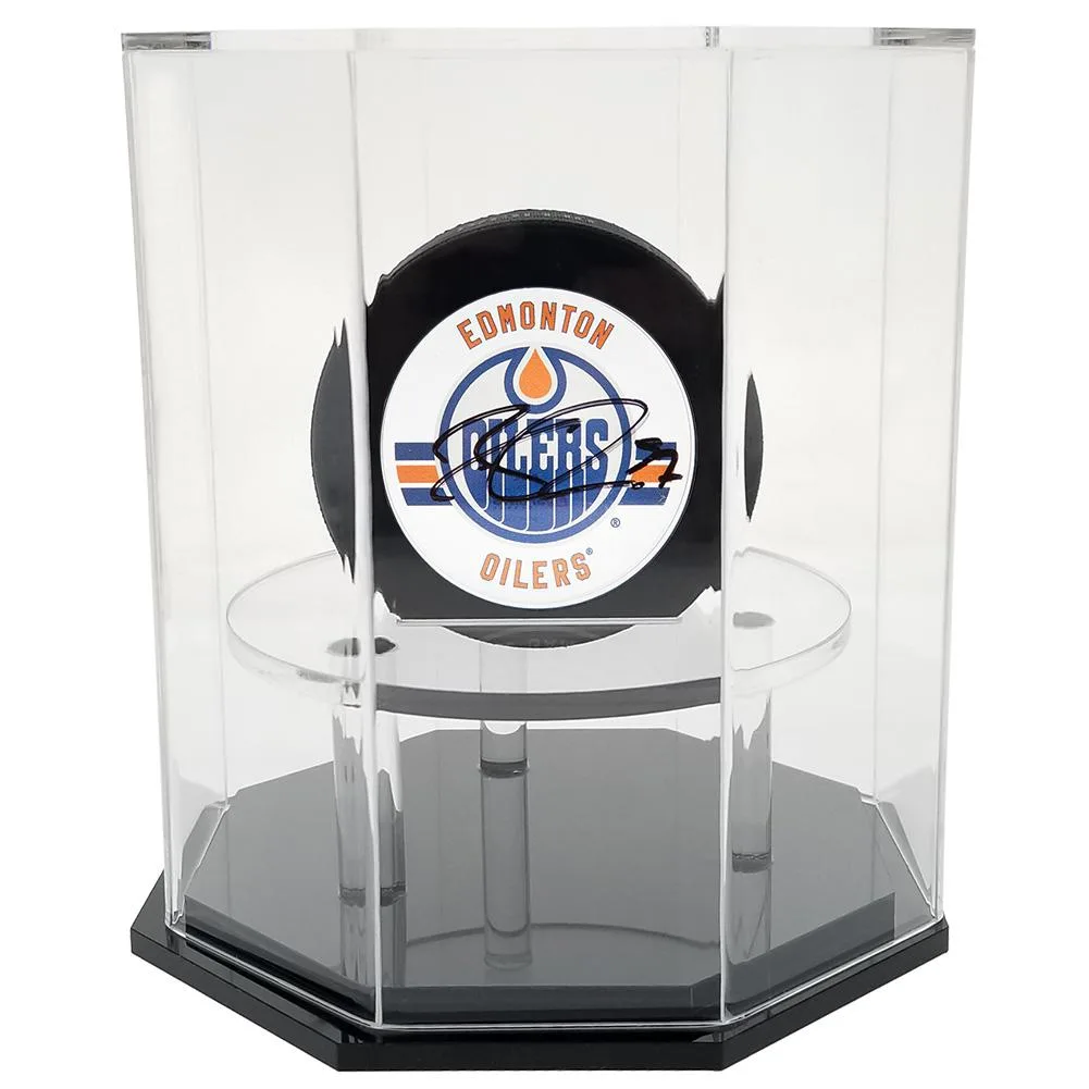 Vandue Corporation Vandue Corporation OnDisplay Deluxe UV-Protected Hockey Puck Display Case Octagon Black Base 5.5" x 5.5" x 6 — product photo