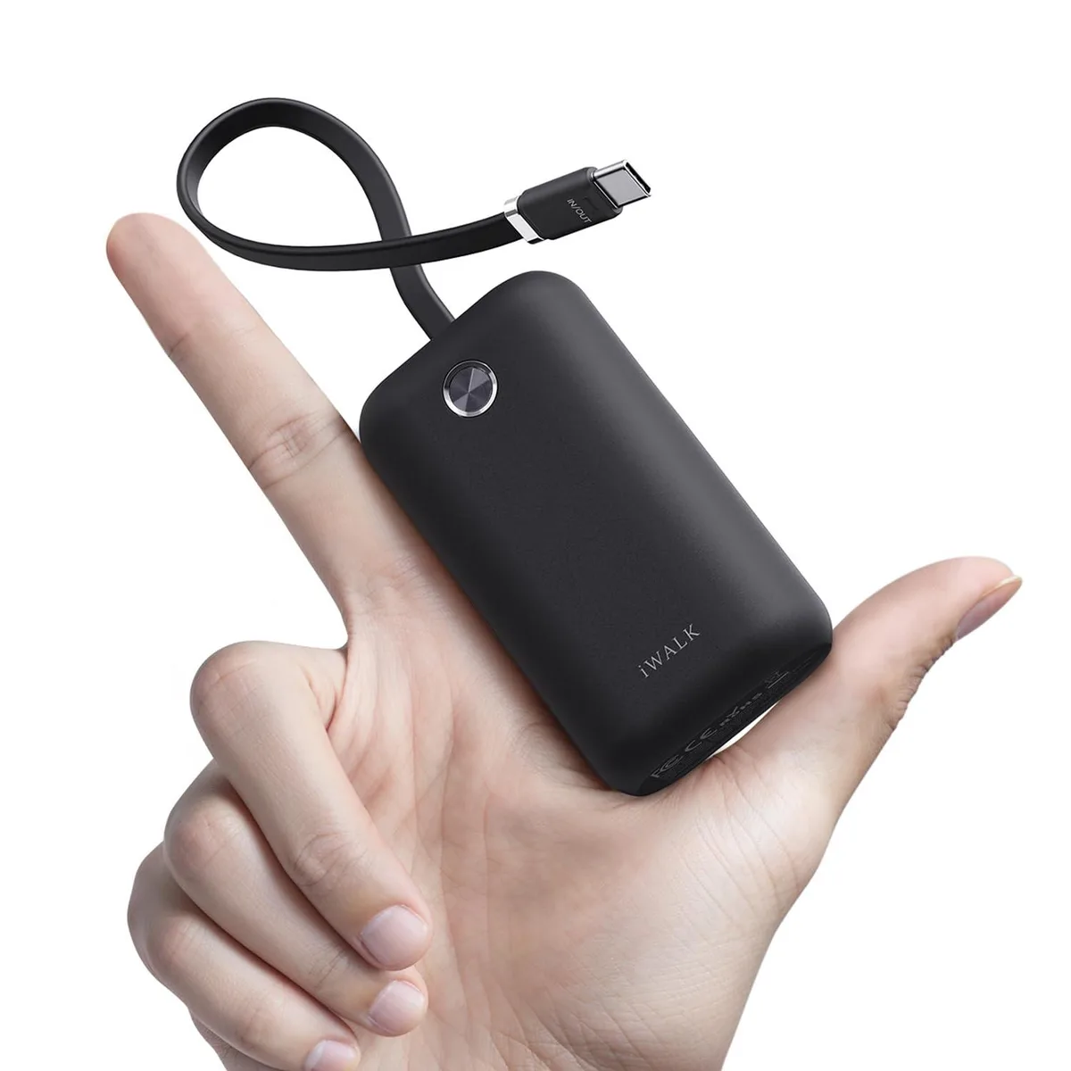  iWalk UBP001 10000mAh 22.5W USB-C Power Bank with Built-in Cable Black — product photo