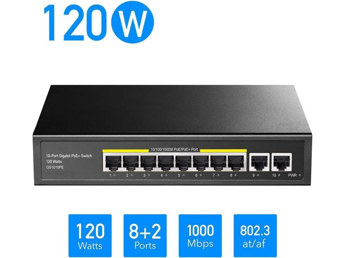 BONAEVER BONAEVER 8 Port Gigabit PoE Switch 120W Fanless Bag — product photo
