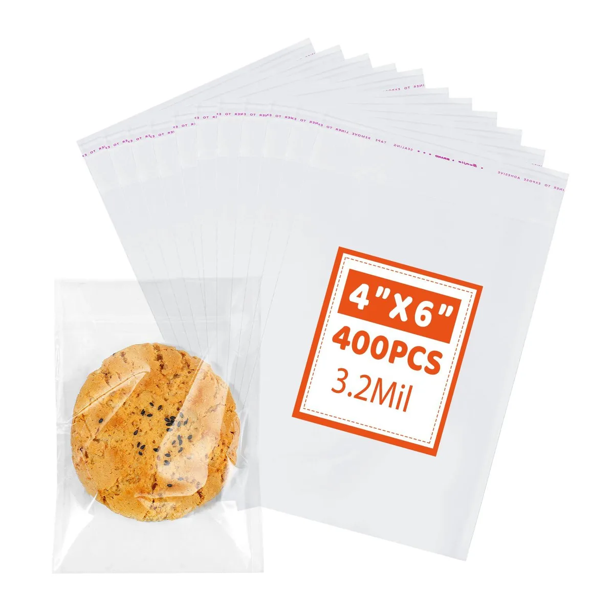 Clear self-sealing cellophane bags 400 pack 3.2 mil thickness