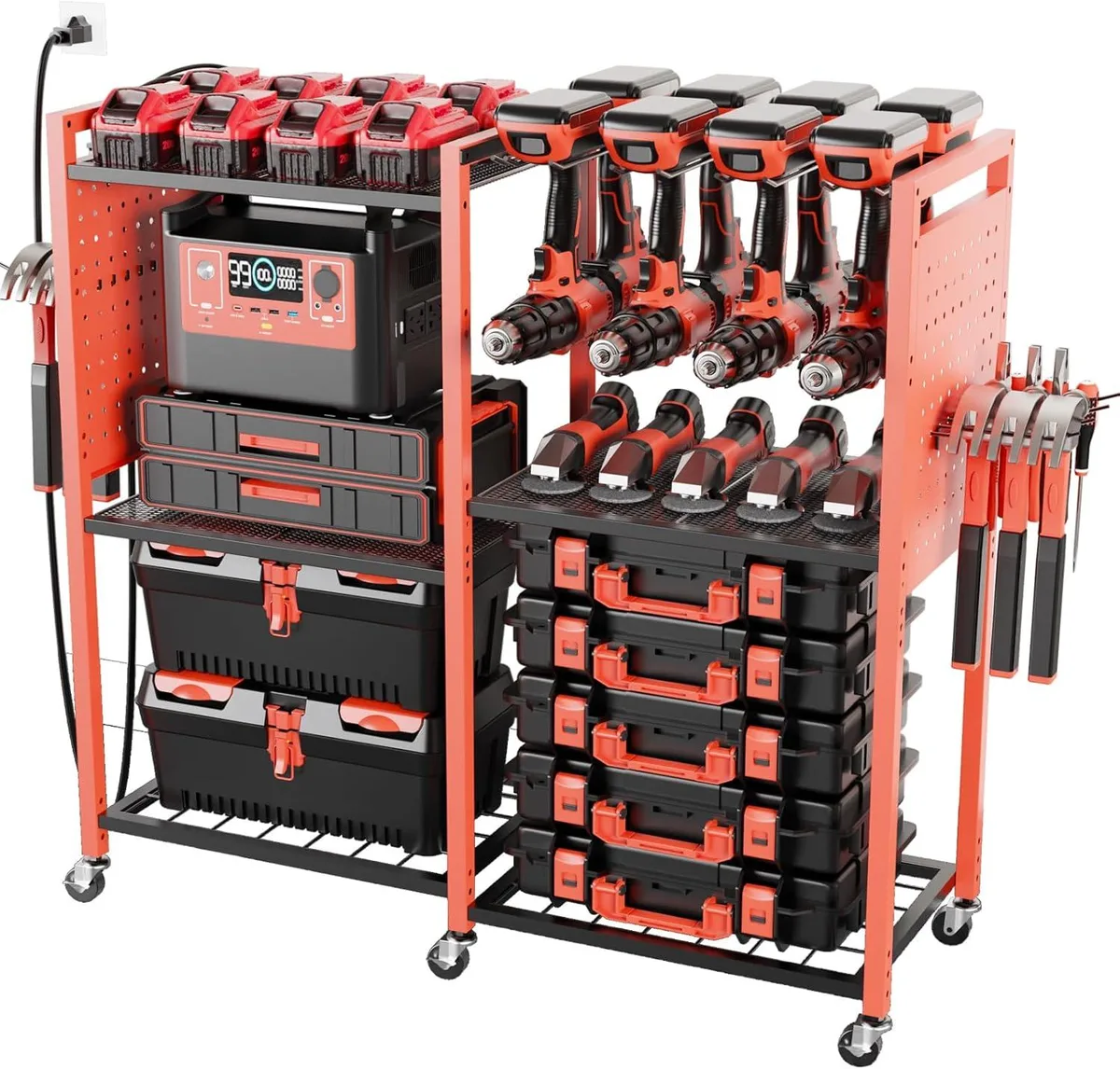 BFKK BFKK 6-Tier Rolling Tool Storage Cart with Charging Strip — product photo