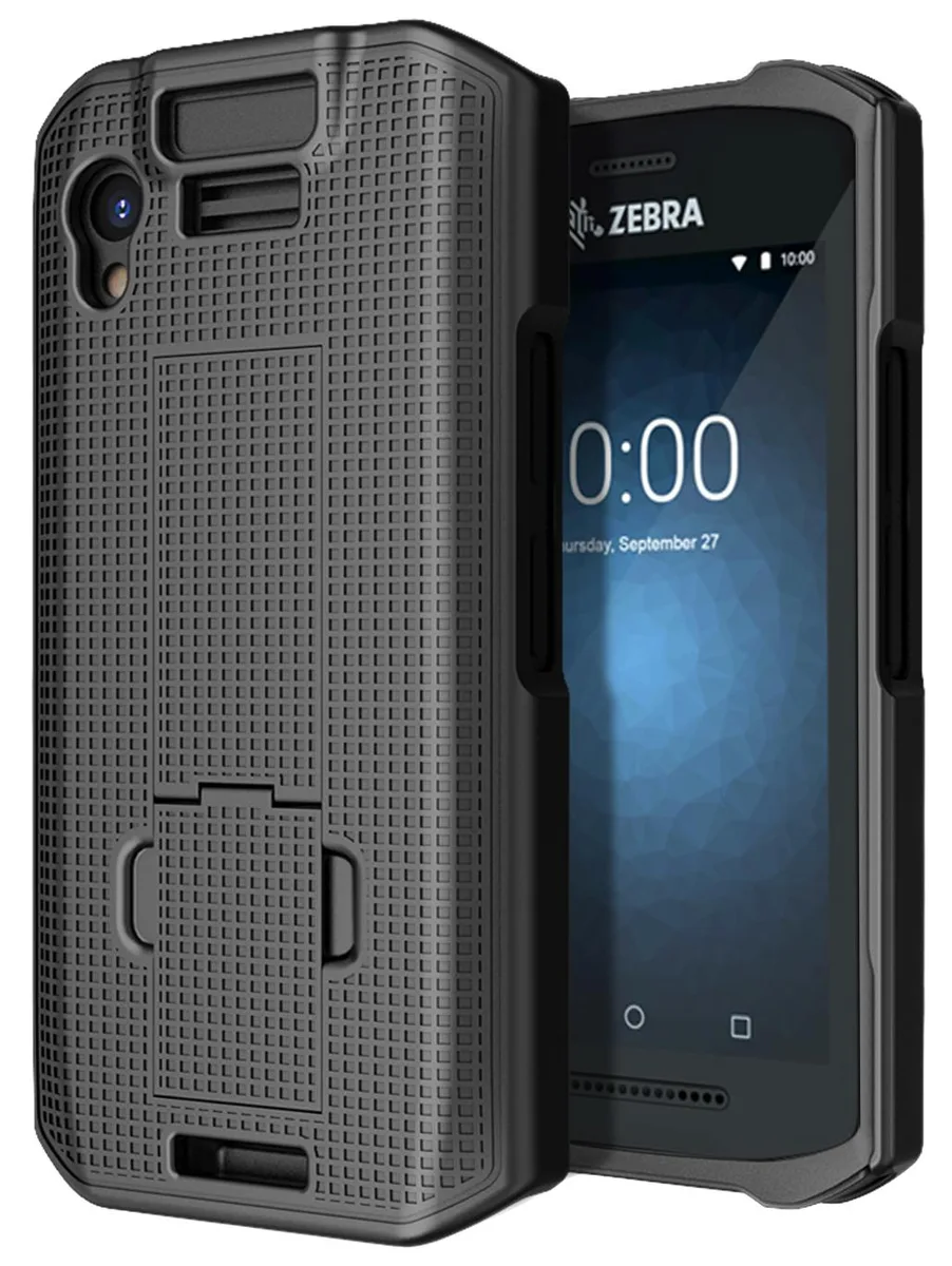 Nakedcellphone Nakedcellphone Textured Hard Case Kickstand Zebra TC21 TC26 Black 1.5mm — product photo
