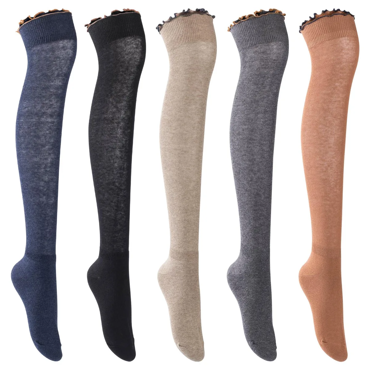 Three pairs of mid-calf cotton boot socks in assorted colours