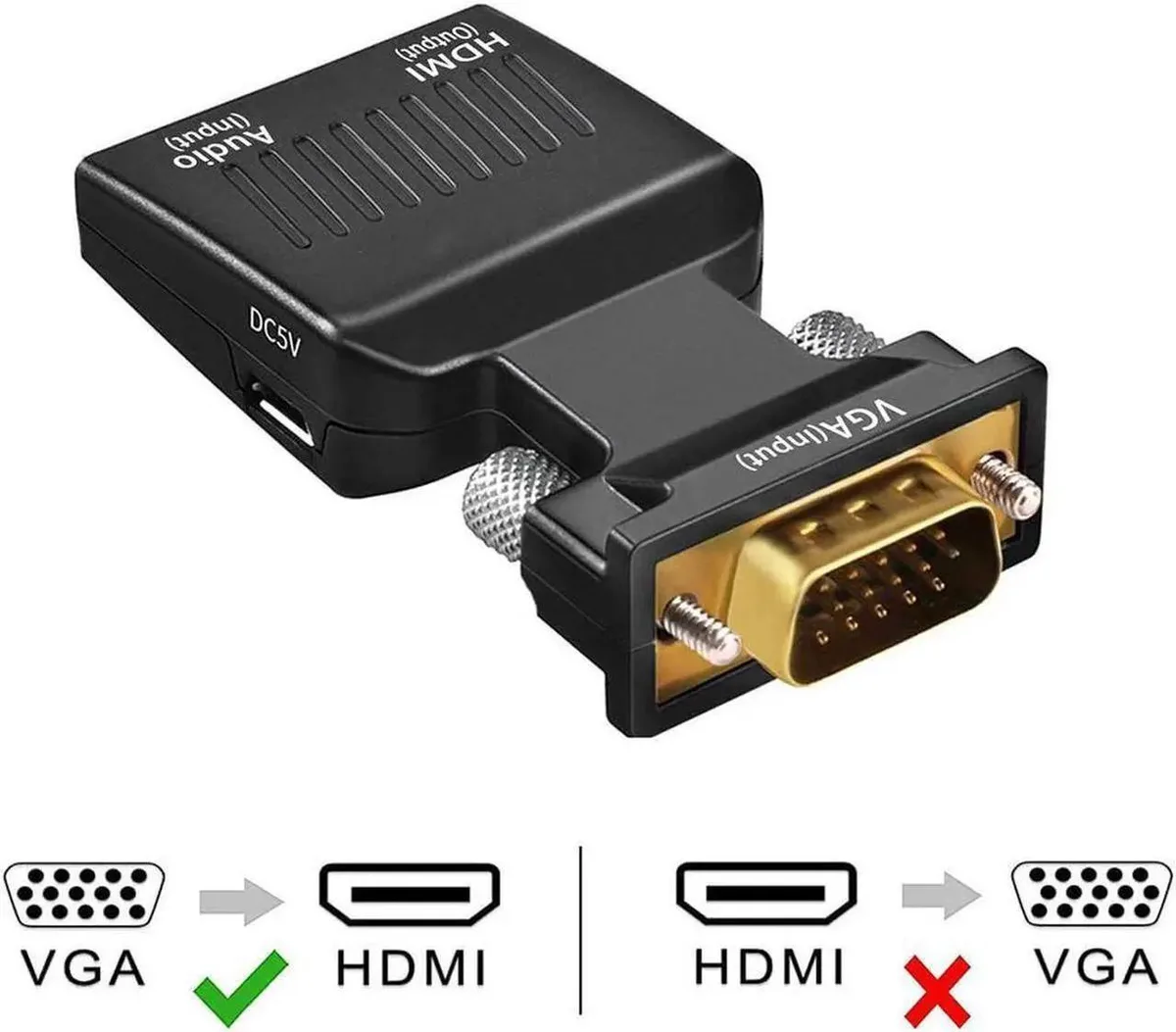 Vszerda Vszerda VGA to HDMI adapter 1080p 60Hz 3.5mm audio USB power — product photo