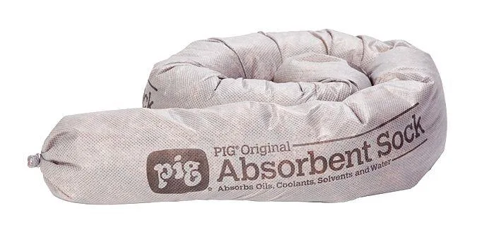 Gray polypropylene absorbent socks, 3 inch by 42 inch, pack of 40