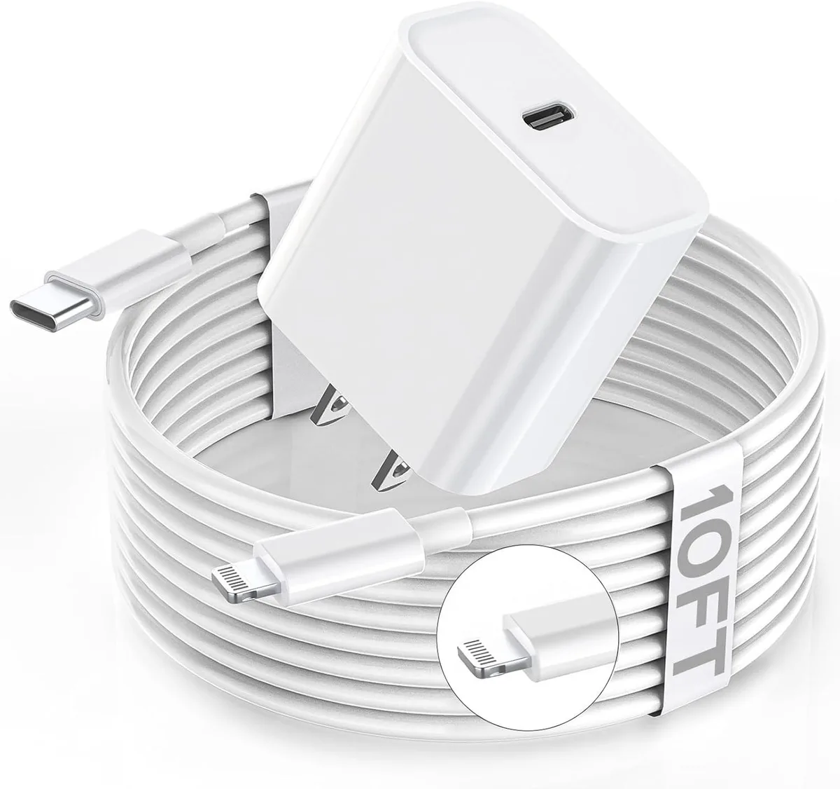 MCHOSE MCHOSE 10FT Lightning Cable with USB-C PD Charger — product photo