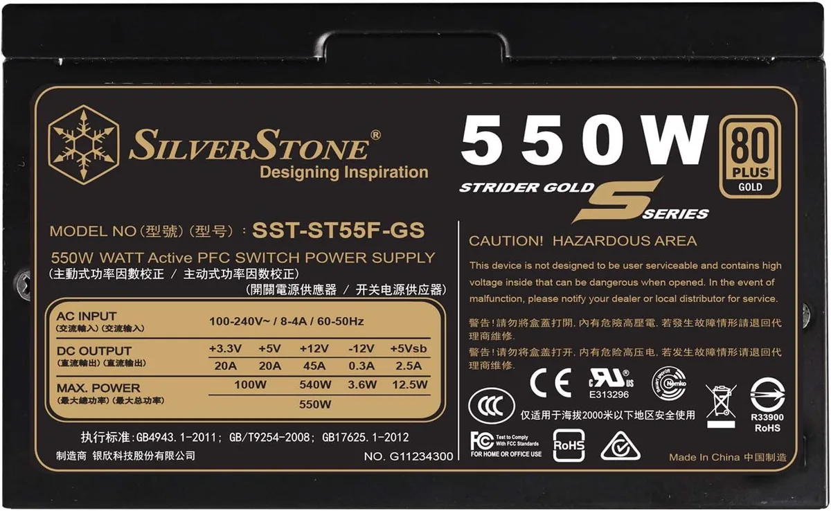 Silverstone Technology Silverstone Technology Strider Gold S 550W 140mm 80 Plus Gold Server Chassis — product photo