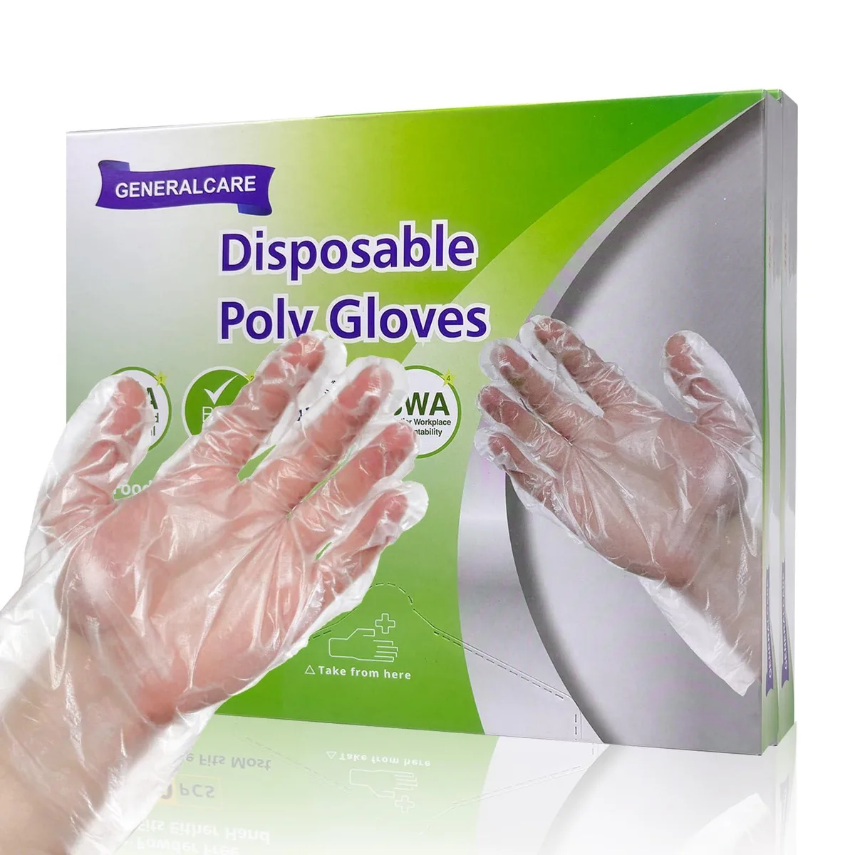 Box of 200 clear polyethylene disposable gloves