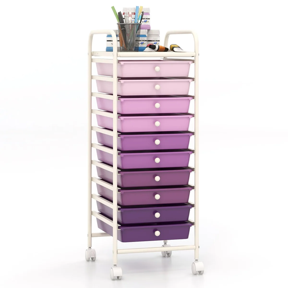 SlickBlue SlickBlue 10-Drawer Rolling Storage Cart Purple 13x15x34in — product photo