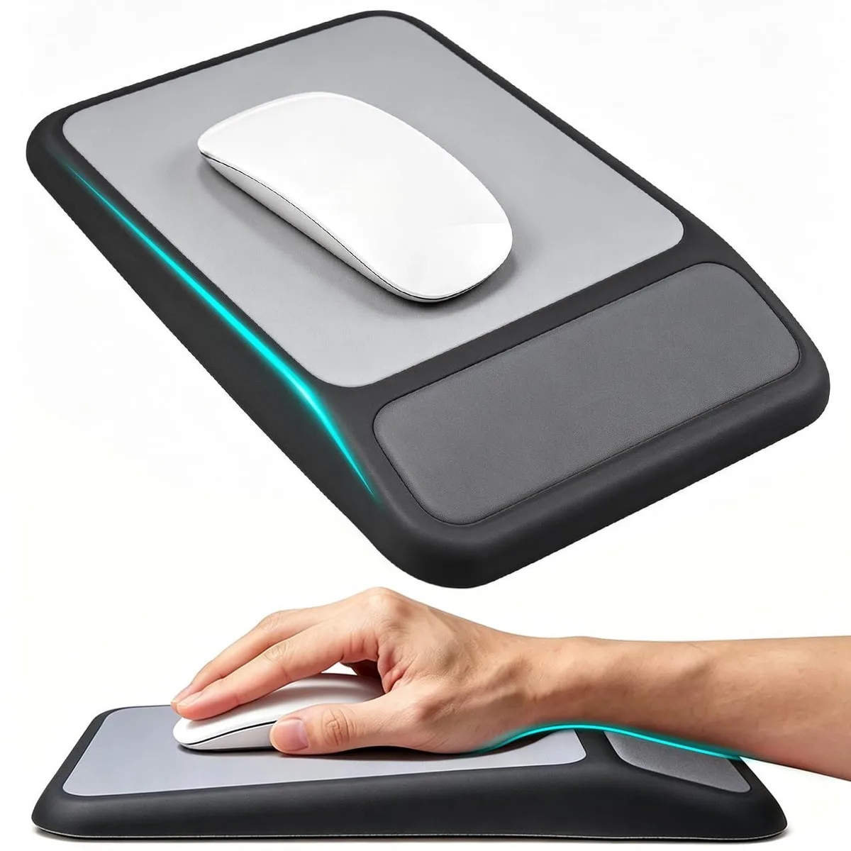  Yamjug Ergonomic Mouse Pad with Wrist Rest 8° Slope 11.02 x 7.87 in Black — product photo