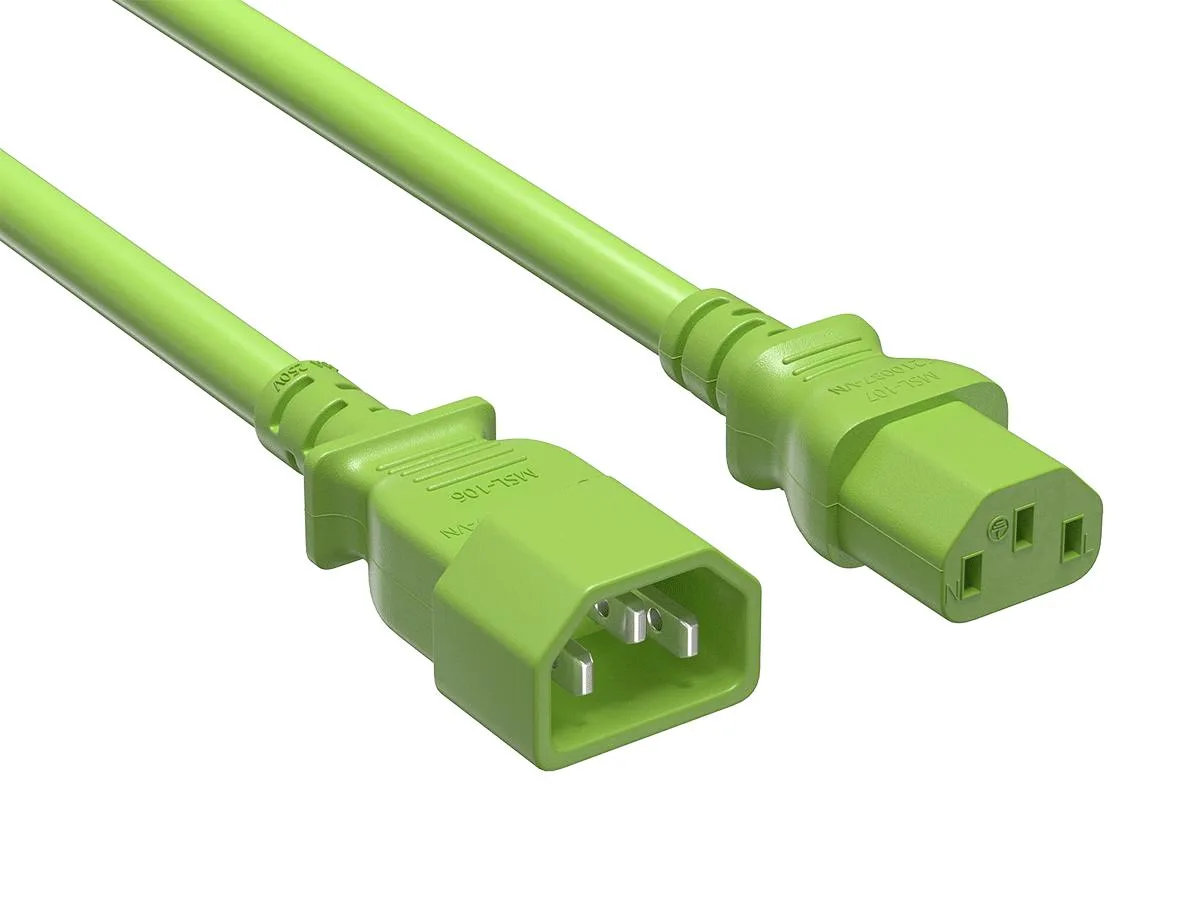Cable Leader Cable Leader 3ft IEC C14 to C13 Heavy Duty Power Extension Cord 14 AWG 15A 250V Green — product photo