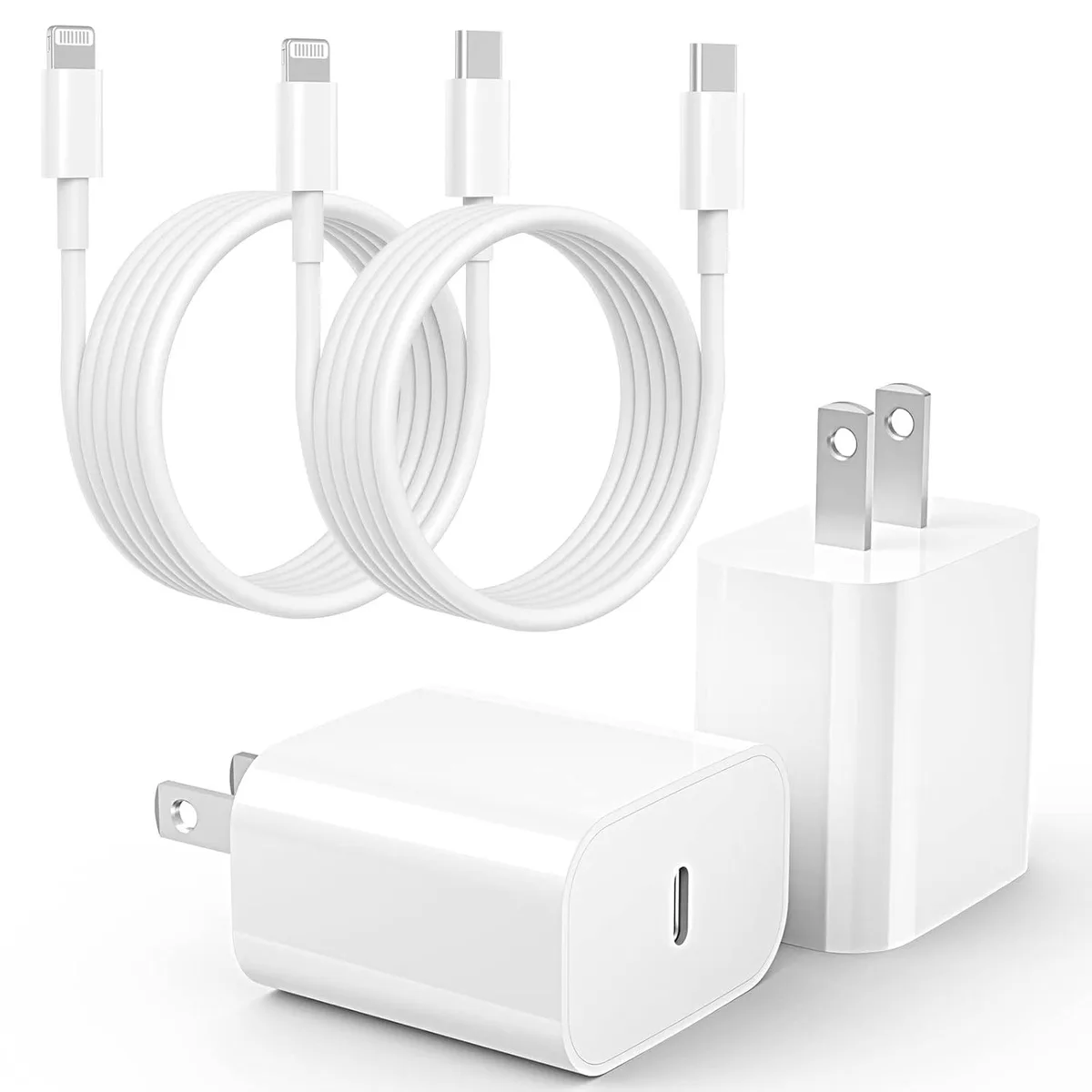 Elestur Elestur 20W USB-C Charger 2-Pack with 6ft MFi Cable White — product photo