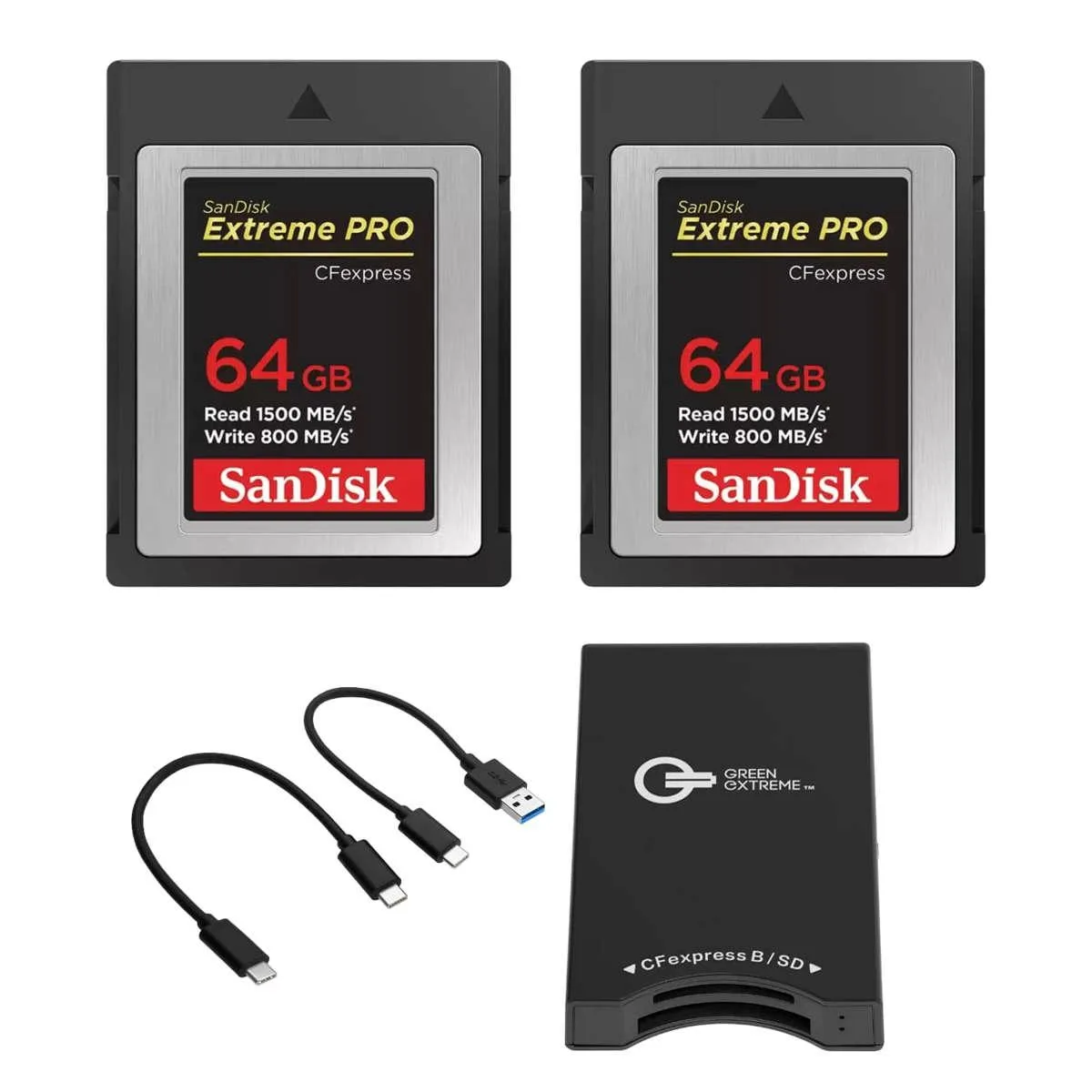 SanDisk SanDisk Extreme PRO 64GB CFexpress Type-B 2 Pack with Card Reader — product photo