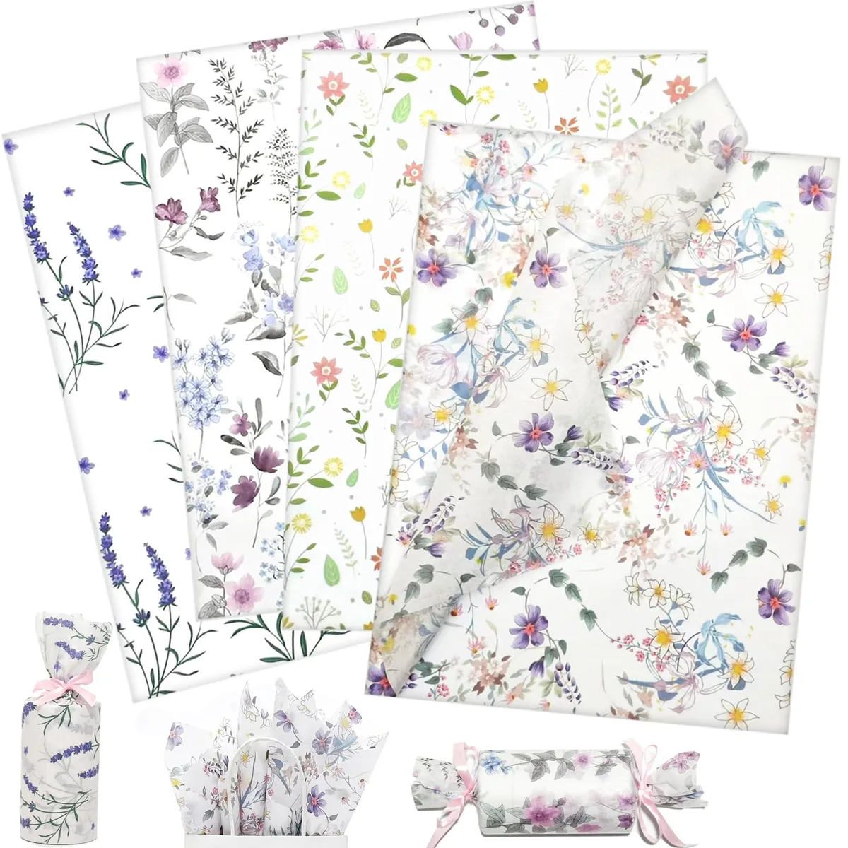  Avery FLOWERKBZ60P Floral Tissue Paper 60 Sheets 20x14in 17gsm — product photo