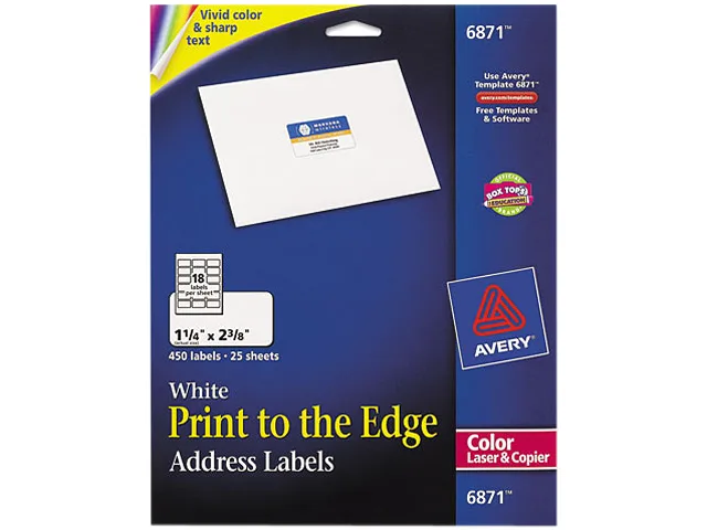 Avery Avery 6871 Address Labels 1-1/4" x 2-3/8" 450 Labels 25 Sheets — product photo