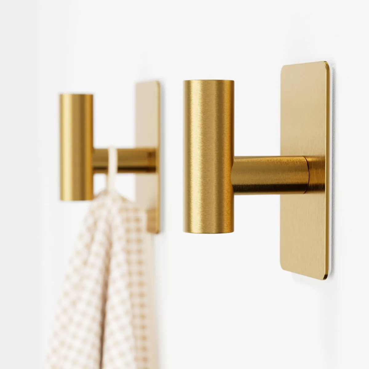  Towel Hooks 2 Pack Brushed Gold Stainless Steel Adhesive T-Shaped — product photo