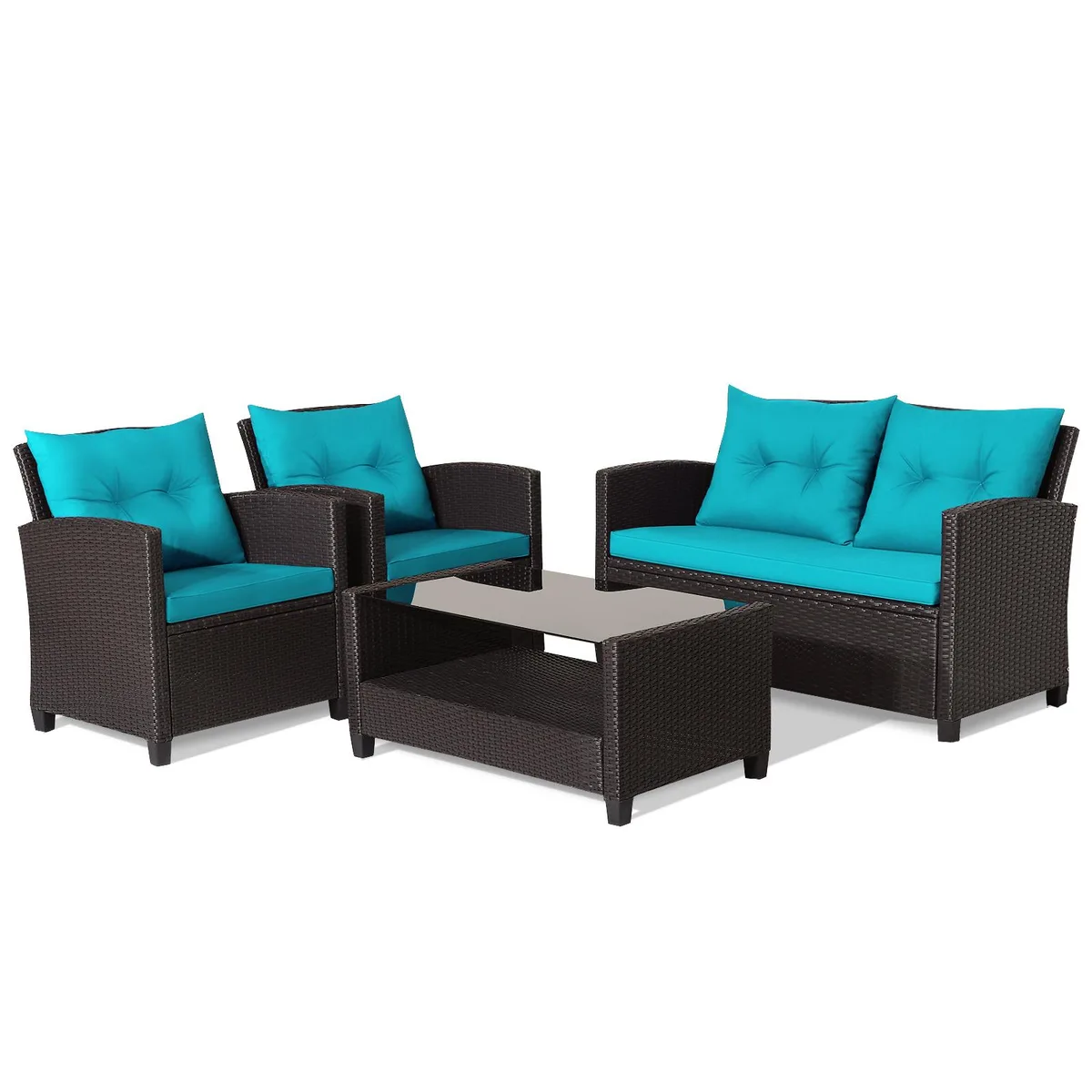SlickBlue SlickBlue 4-Piece Patio Rattan Furniture Set Turquoise — product photo