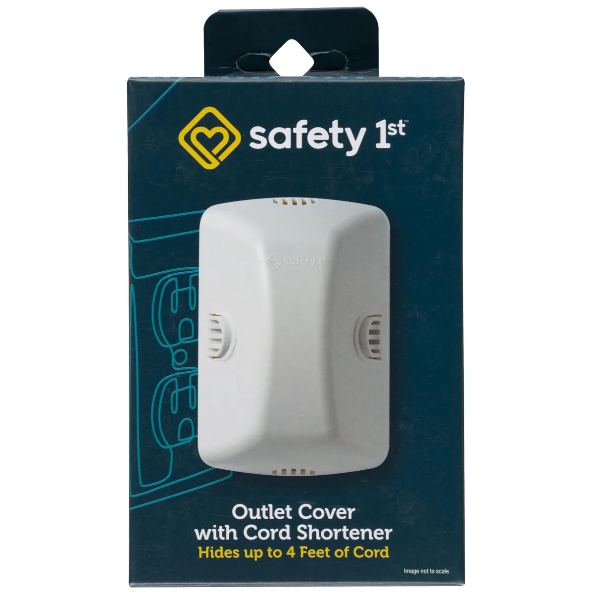White rectangular double toggle switch plate with built-in cord shortener