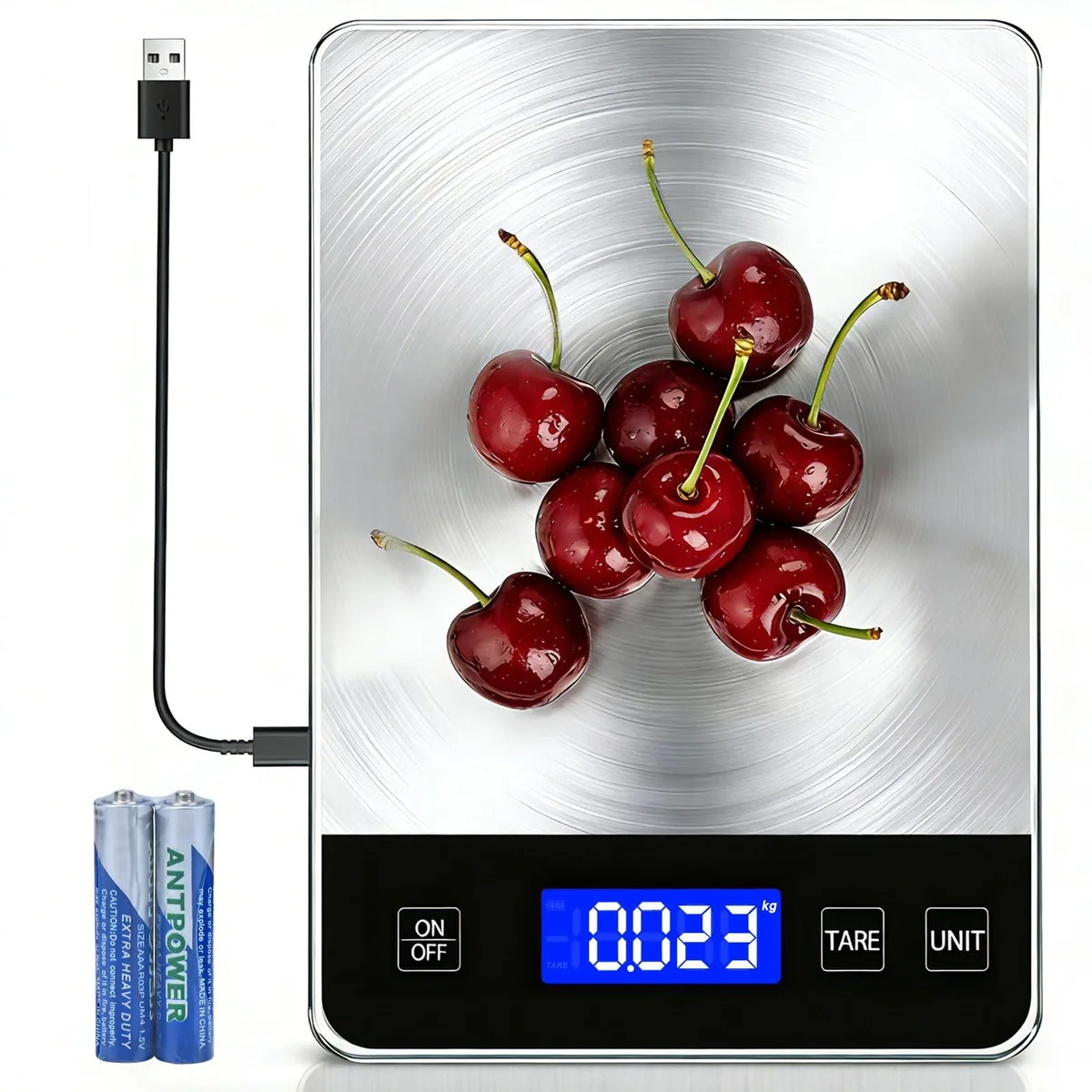  Meterk Food Kitchen Scale 15kg/33lb 0.1g/0.05oz 304 Stainless Steel IP67 — product photo