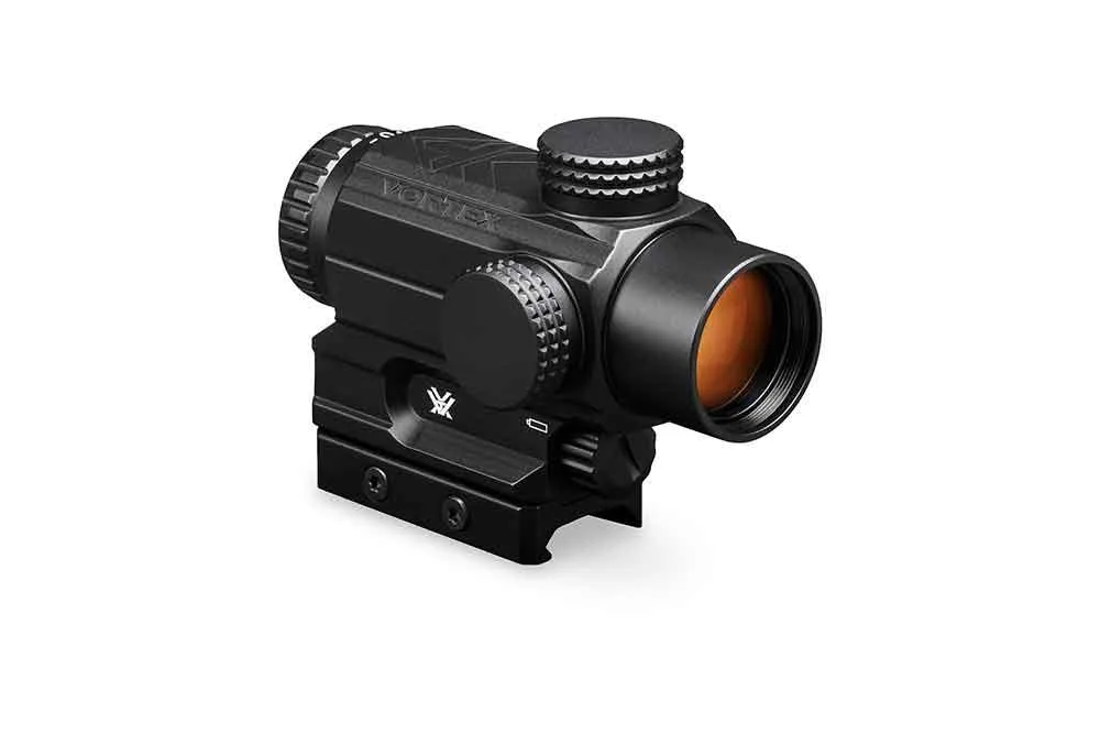 Compact black prism sight with illuminated reticle