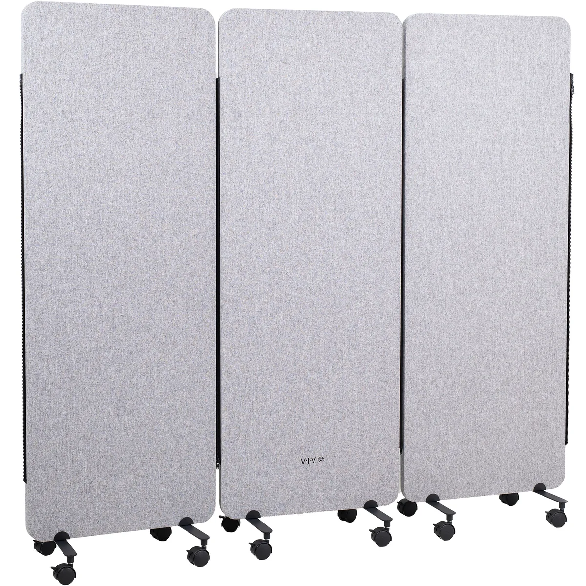 VIVO VIVO Gray Mobile Privacy Panel 3 Panels 73 x 66 inch Office Partition on Wheels — product photo