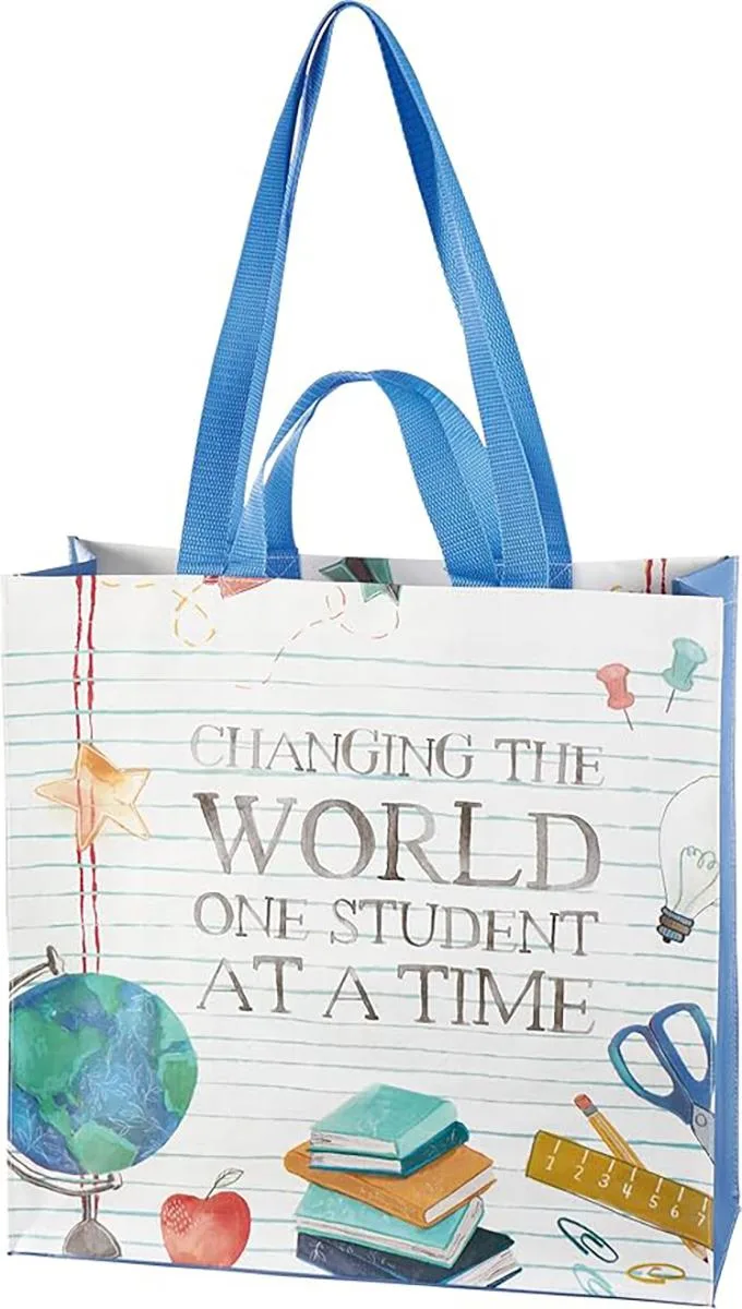 Primitives By Kathy Primitives By Kathy Market Tote Changing the World One Student at a Time 15.50 x 15.25 x 6 — product photo
