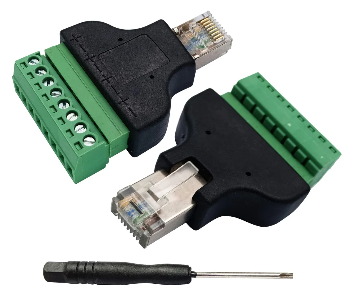 BUCIER BUCIER RJ45 8P8C Male to 8-Pin Female Screw Terminal 2-Pack network ethernet cable — product photo