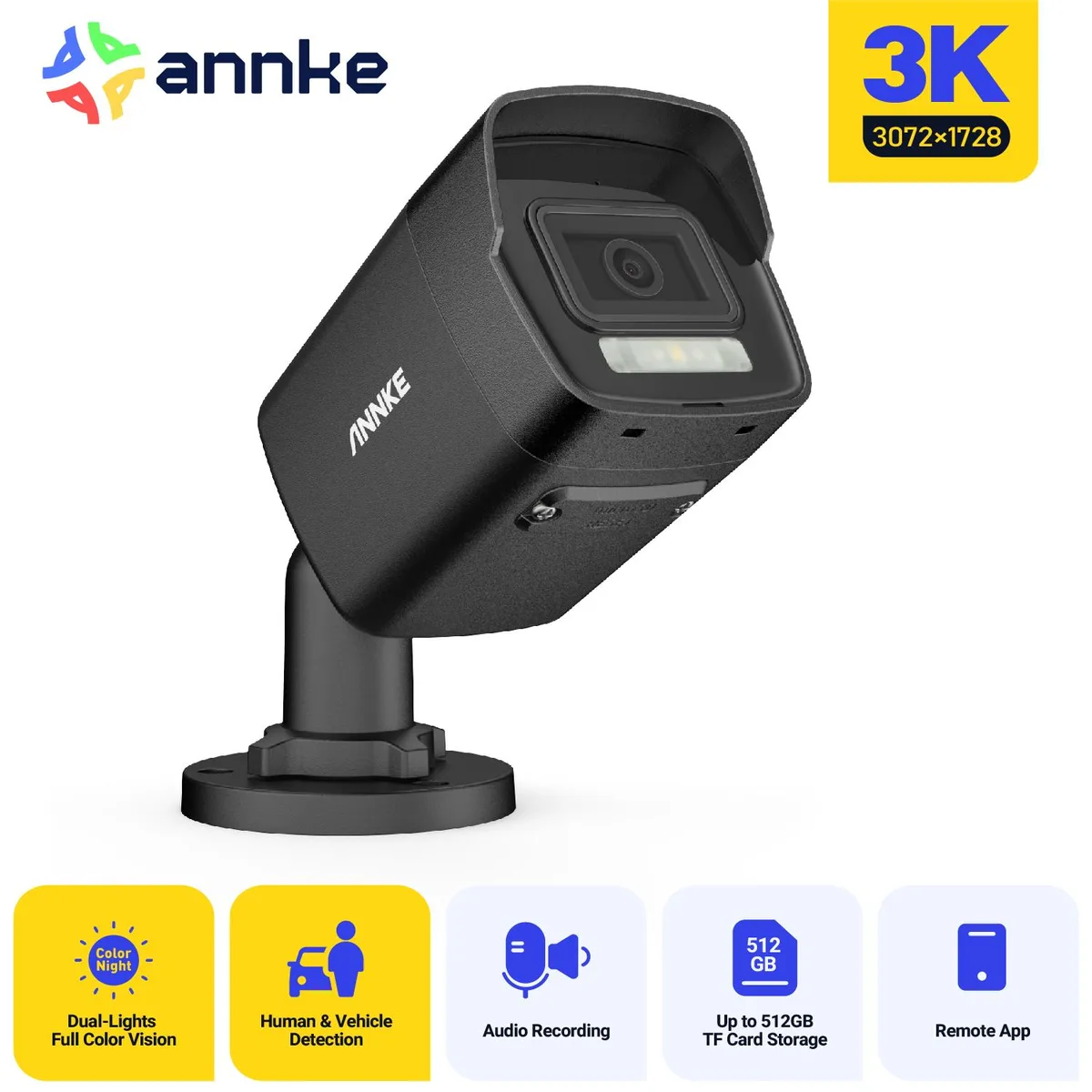 Annke Annke 3K Outdoor POE Camera Black surveillance security system — product photo