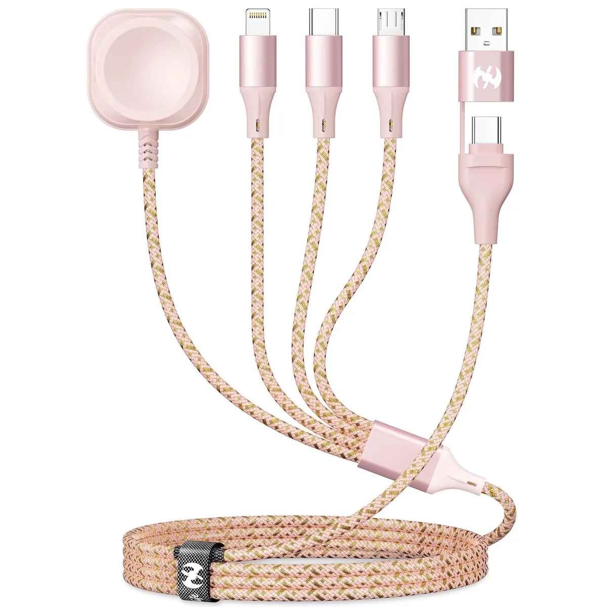 A 4-foot nylon braided cable with Lightning, USB-C, Micro-USB and magnetic watch connectors