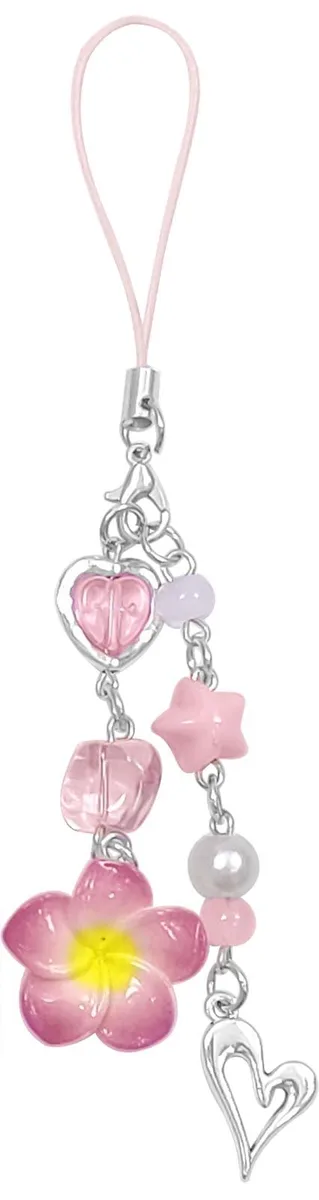  Lily of the Valley Glass Crystal Phone Strap Charms (Pink Flowers) — product photo