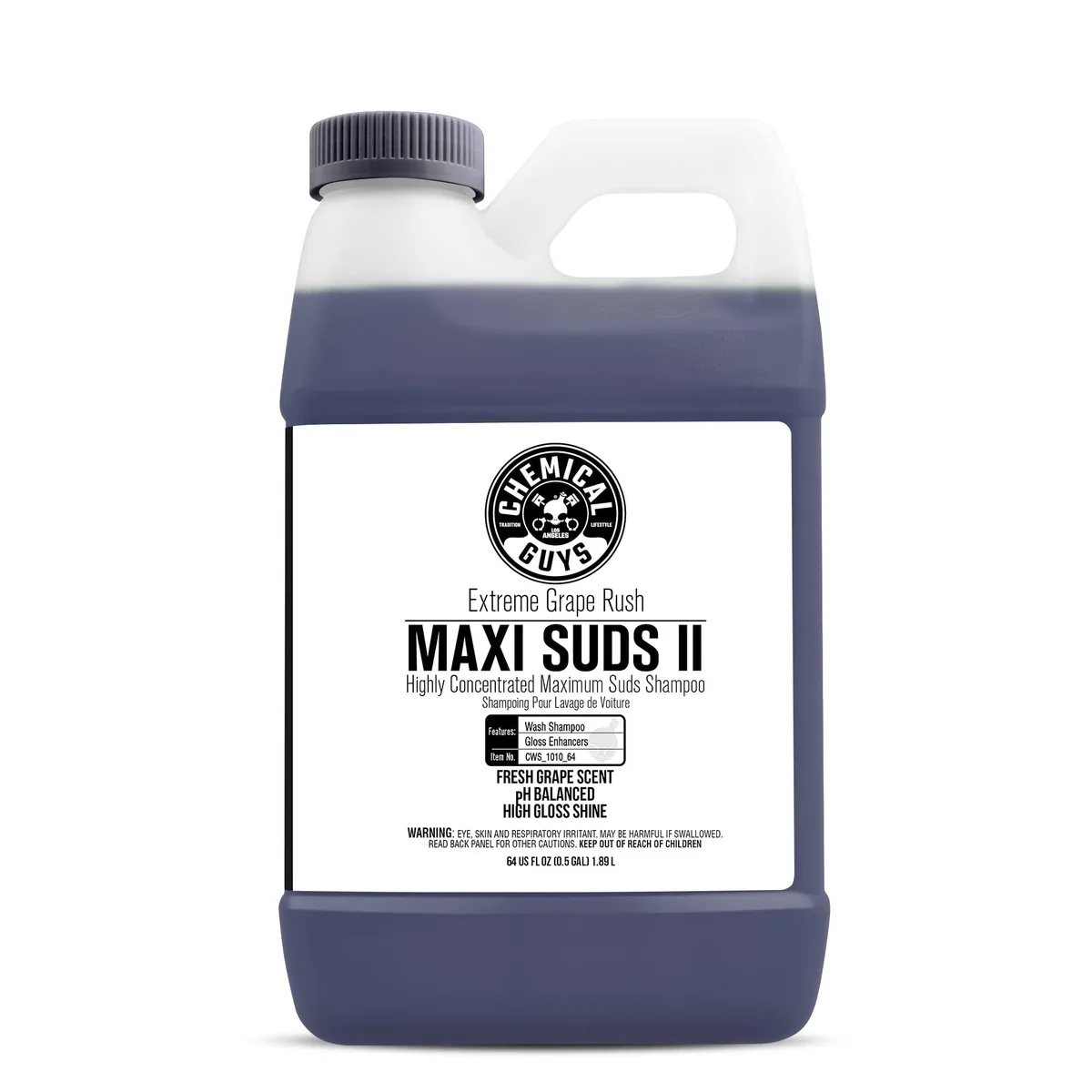 Half-gallon purple bottle of grape-scented car wash soap