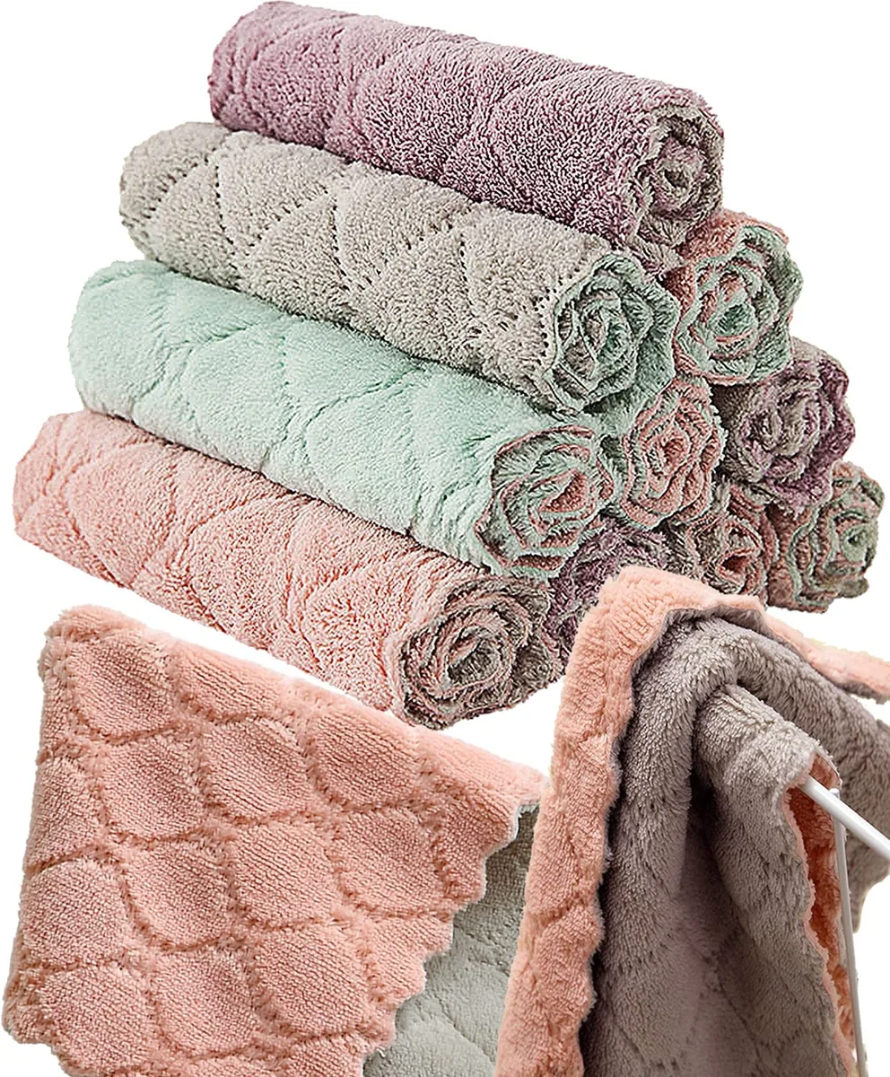 3M 12 Pack Coral Velvet Kitchen Towels 10.3x6.3in White — product photo
