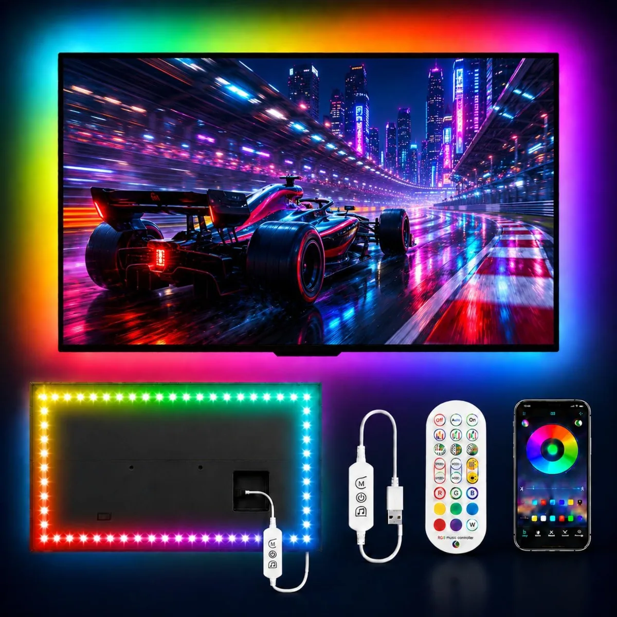 Orange LED strip light on plastic reel 16.4ft 150 LEDs USB powered